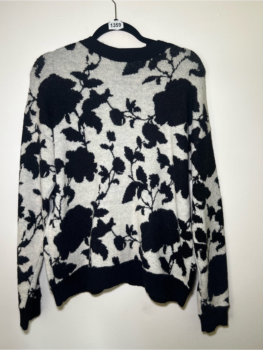LuLaRoe Black and White Floral V-Neck Cardigan - Picture 3 of 5